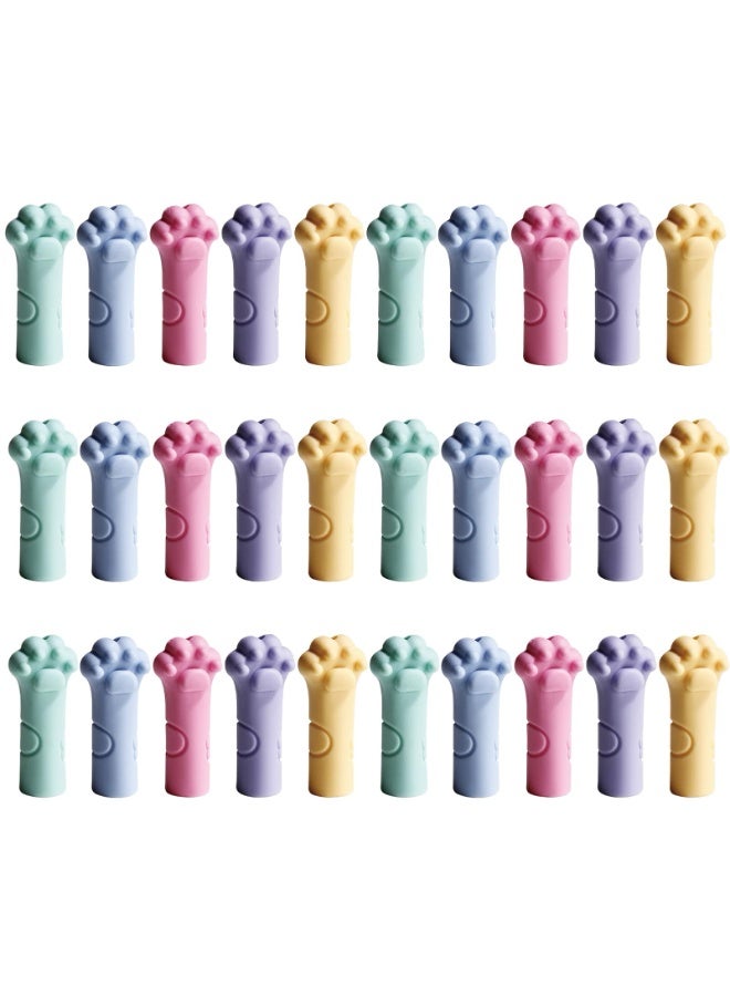 SYOSI Cute Cat Paw Pencil Caps, Eraser Tip Protectors and Extender Holders, Adorable Pencil Toppers for School, Office, and Study Supplies, Fun Decorative Accessories (Mix Colors, 30-Piece) - Image 1
